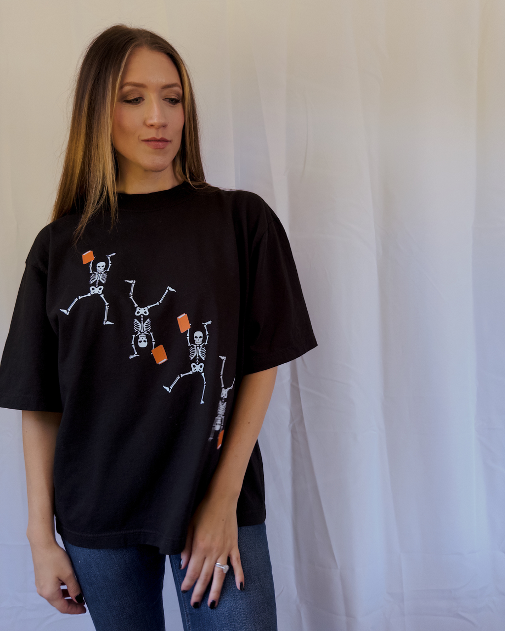 Sample - Bookish Skellies Oversized Box Tee