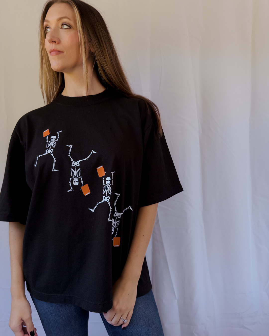 Sample - Bookish Skellies Oversized Box Tee