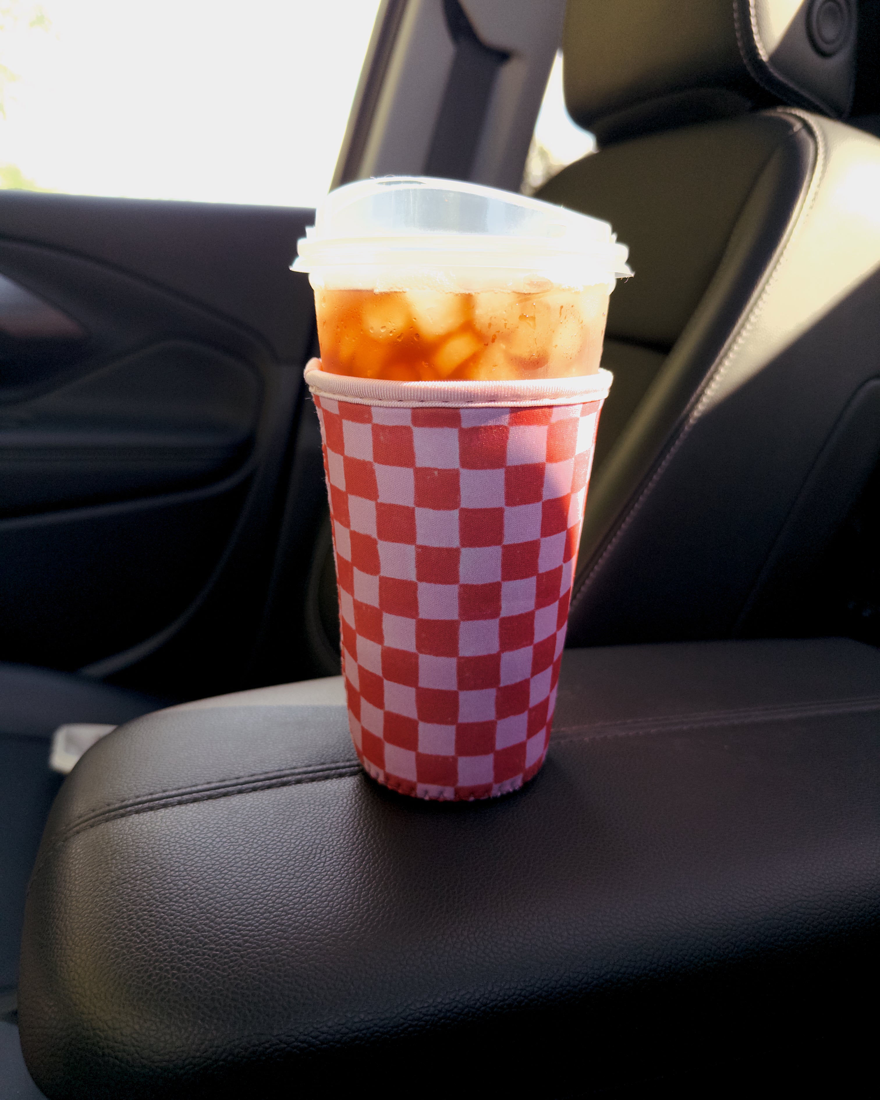 Pink/Orange Gingham Drink Sleeve