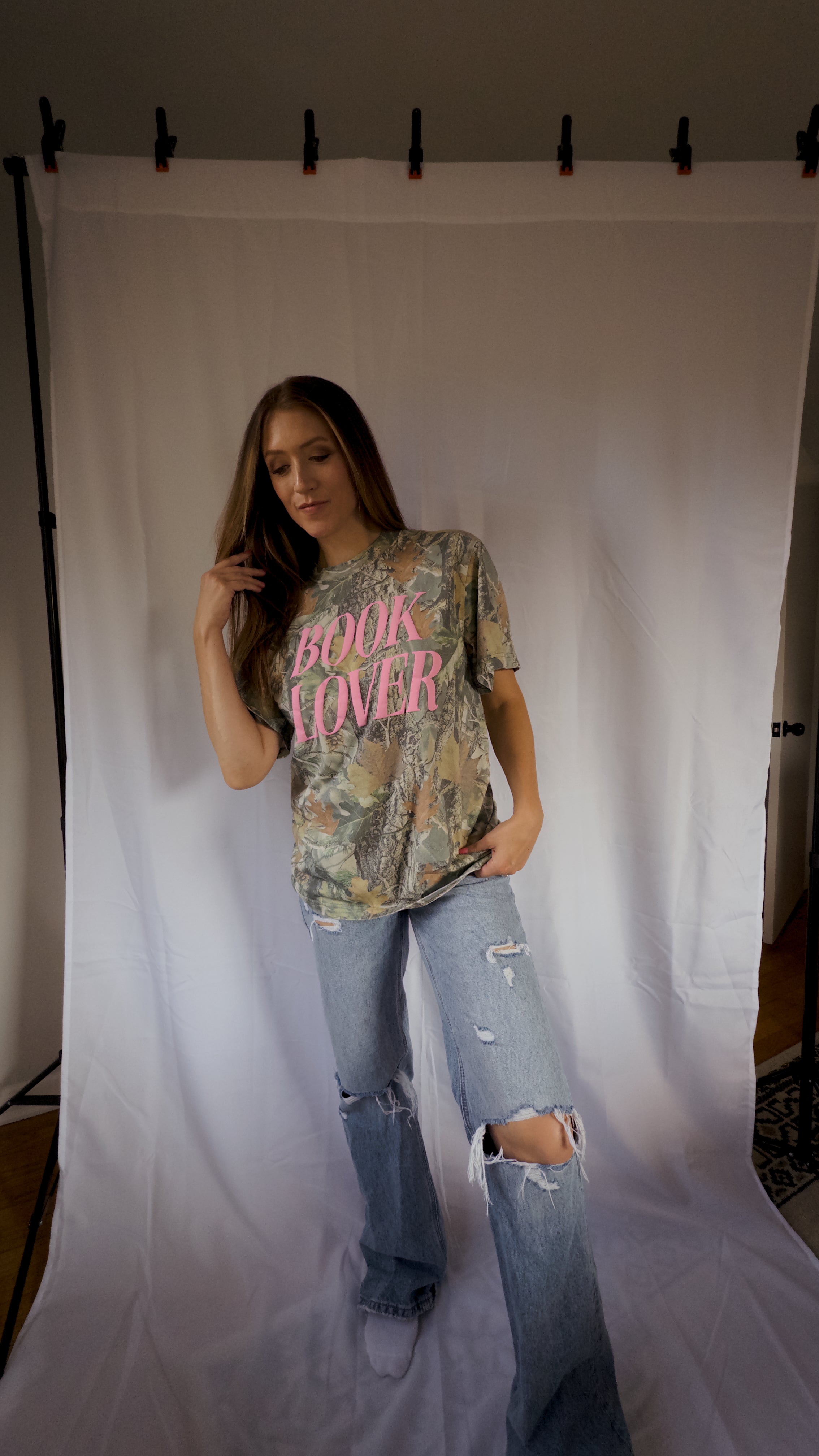 Book Lover Vintage Camo Tee