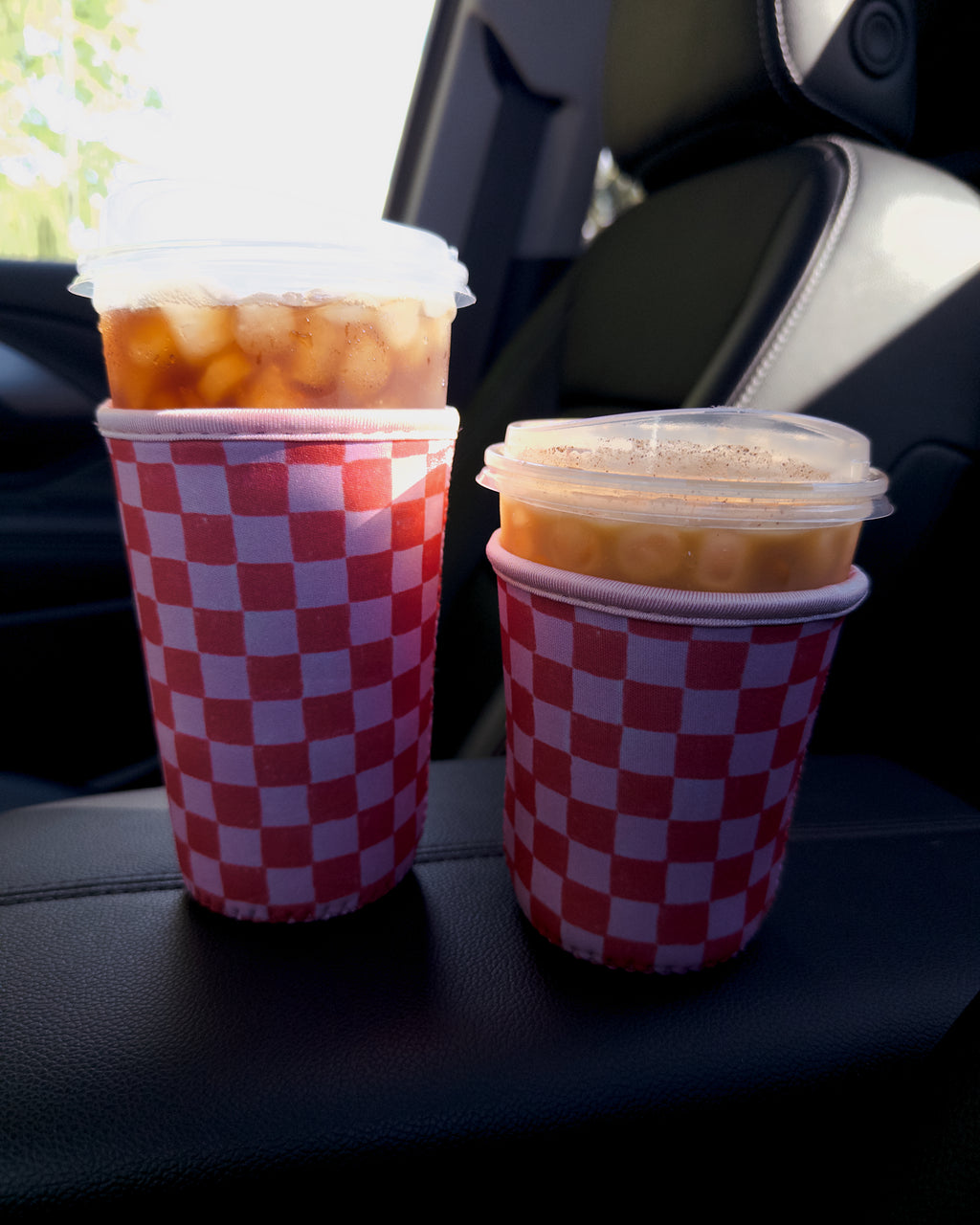 Pink/Orange Gingham Drink Sleeve