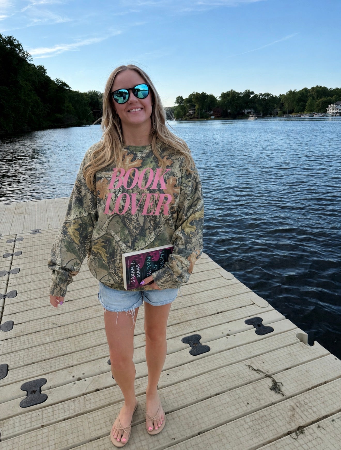 Book Lover Vintage Camo Crewneck