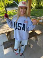 USA Crewneck - Steel Grey