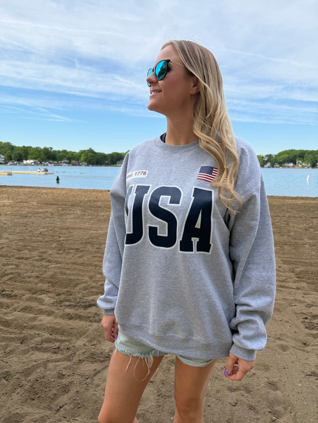 USA Crewneck - Steel Grey